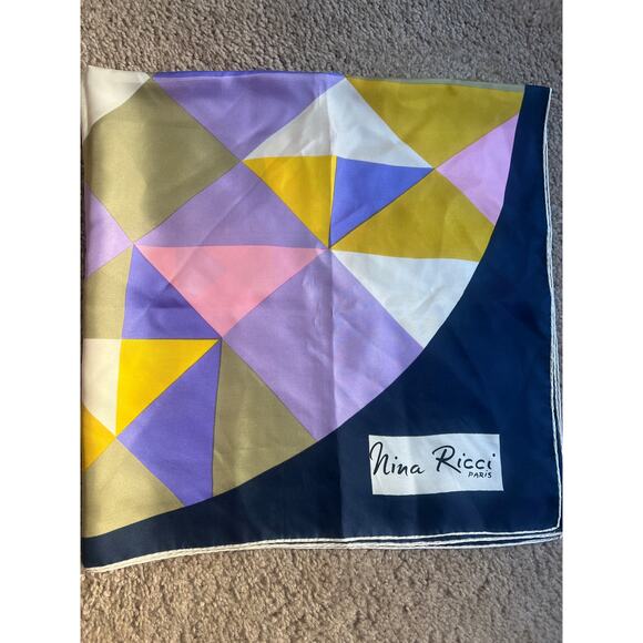 Vintage Nina Ricci Silk Scarf Shawl Muffler Neck Foulard - Picture 5 of 6